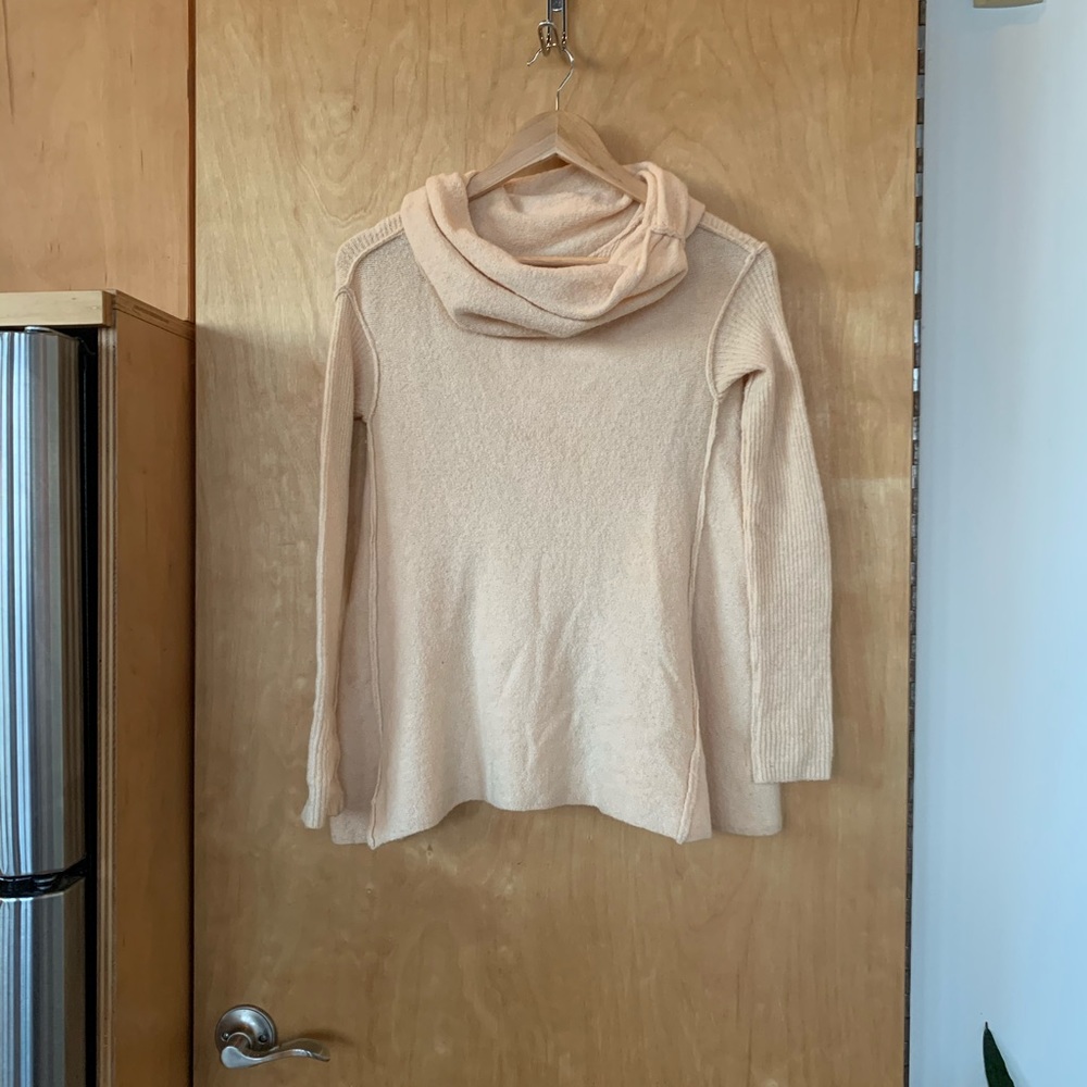 Free People Cowl Neck Peach Sweater XS